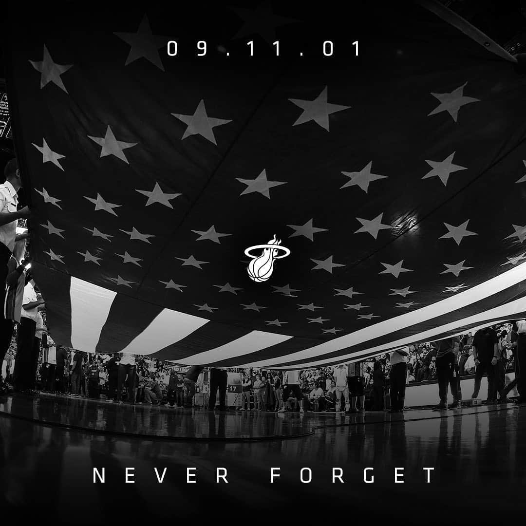 Miami HEATさんのインスタグラム写真 - (Miami HEATInstagram)「Today, and every day, we remember and honor those who lost their lives on September 11, 2001. We will never forget. 🇺🇸」9月11日 23時44分 - miamiheat