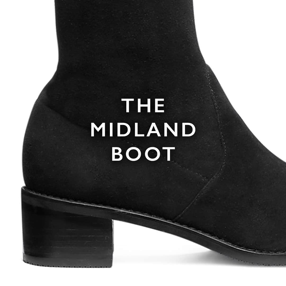 のインスタグラム：「What makes the #MIDLAND a must-have? This over-the-knee boot is engineered for a second-skin silhouette and features a 40-mm block heel. #StuartWeitzman」