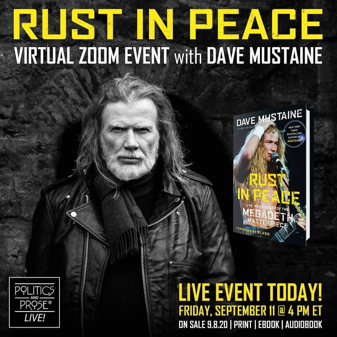 Megadethのインスタグラム：「Looking for a signed copy of Dave Mustaine’s new autobiography, RUST IN PEACE? Join Dave for a Virtual Zoom Event TODAY at 4 PM ET. Dave will be discussing his new book, as well as taking audience questions. This is a public event, tickets are limited! You don't want to miss this! Get info at smarturl.it/dm-zoomevent (link in bio)」