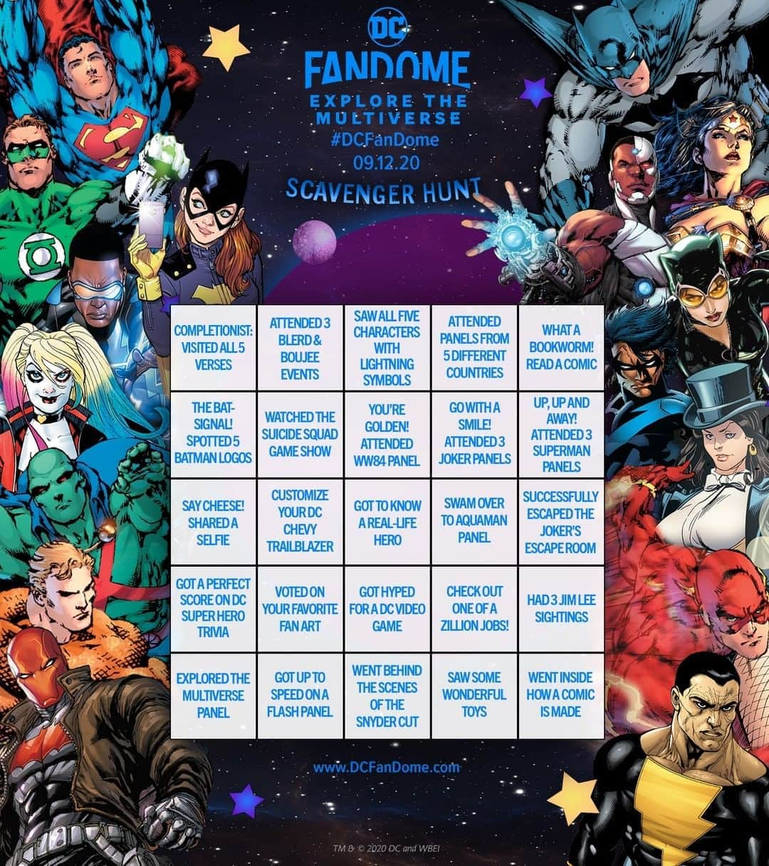 Warner Bros. Picturesさんのインスタグラム写真 - (Warner Bros. PicturesInstagram)「Can you explore every corner of #DCFanDome? Complete this scavenger hunt as you travel throughout the Multiverse tomorrow at DCFanDome.com and share your completed card!」9月12日 4時38分 - wbpictures