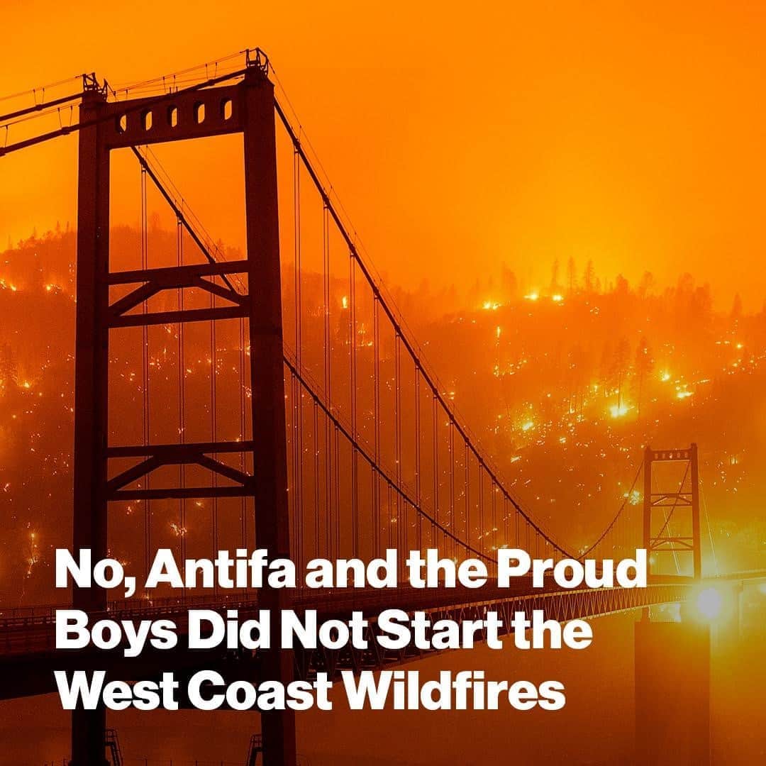 VICEさんのインスタグラム写真 - (VICEInstagram)「As the West Coast continues to fight deadly and unprecedented wildfires that have swept the region, misinformation is spreading on social media that antifa and far-right groups such as the Proud Boys were responsible for the fires, in some cases complicating relief efforts.⁠ ⁠ The sheriff’s office in Douglas County, Oregon, which is currently battling multiple active fires, took to Facebook on Thursday to plead with people to stop spreading rumors that six antifascists had been arrested for arson, saying it was overwhelming emergency dispatchers.⁠ ⁠ “Remember when we said to follow official sources only. Remember when we said rumors make this already difficult incident even harder?” the Douglas County Sheriff’s Office posted. “THIS IS NOT TRUE! Unfortunately, people are spreading this rumor and it is causing problems.”⁠ ⁠ Link in bio.」9月12日 5時40分 - vice