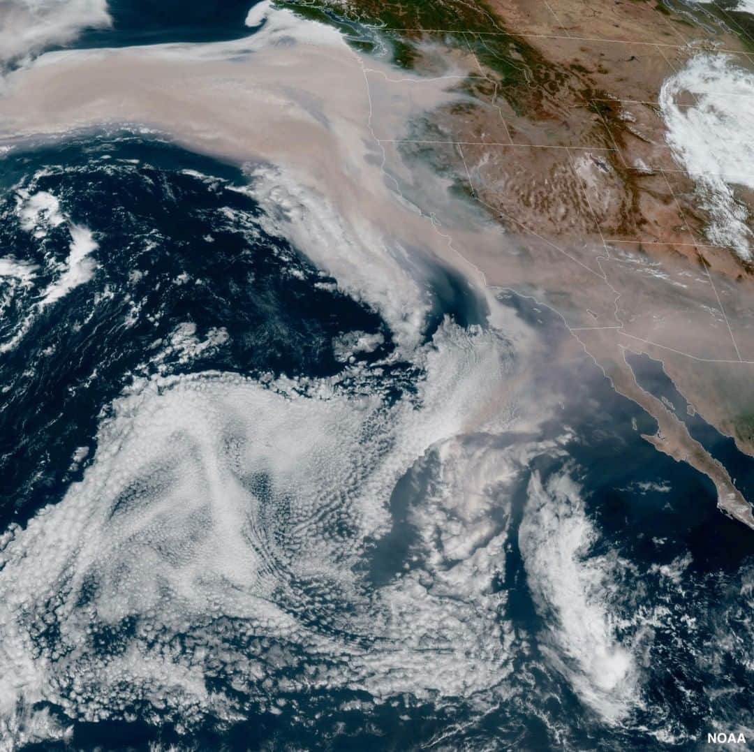 ABC Newsさんのインスタグラム写真 - (ABC NewsInstagram)「NOAA satellite imagery shows massive amount of smoke coming from the raging fires in Oregon and California. Leaders in western states have said it's impossible to deny the impacts of climate change after witnessing the devastation from recent fires. #fires #wildfires #oregon #california #climatechange」9月12日 6時05分 - abcnews