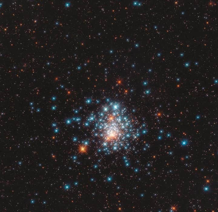 NASAさんのインスタグラム写真 - (NASAInstagram)「A pocketful of stars ✨⁣ ⁣ This image from our @NASAHubble Space Telescope shows globular cluster NGC 1805, located near the edge of the Large Magellanic Cloud, a satellite galaxy of our own Milky Way. In its center, thousands of stars are packed 100 to 1,000 times closer to one another than the nearest stars are to our Sun. ⁣ ⁣ The striking difference in star colors is illustrated in the image, which combines different types of light: blue stars, shining brightest in near-ultraviolet light, and red stars, illuminated in red and near-infrared. ⁣ ⁣ Caption: @EuropeanSpaceAgency⁣ Credit: ESA/Hubble & NASA, J. Kalirai⁣ ⁣ #NASA #Hubble #Stars #Sparkles #Universe」9月12日 6時53分 - nasa