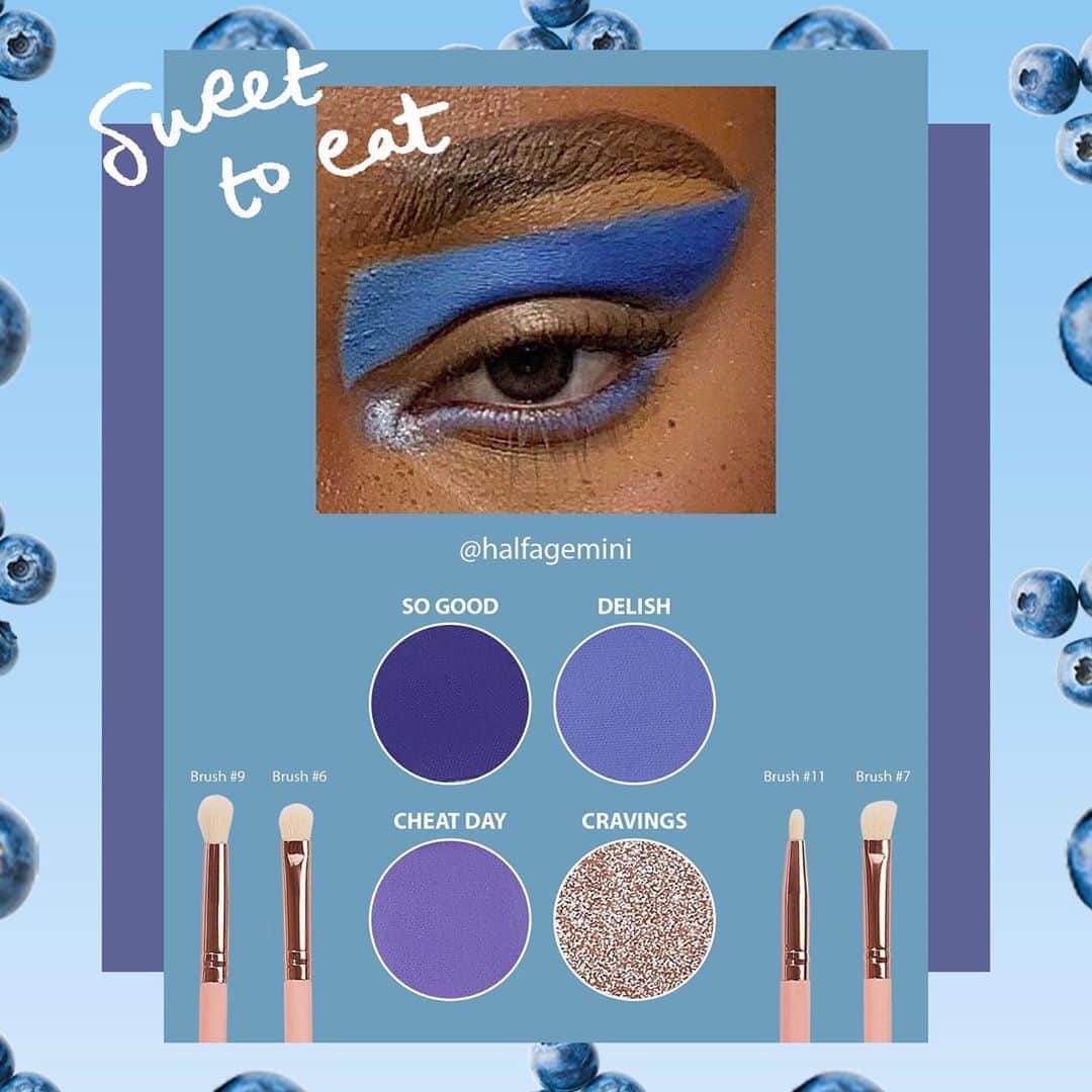 BH Cosmeticsさんのインスタグラム写真 - (BH CosmeticsInstagram)「Dare to be delectable in our newest #WeekendVibes addition - the Bluberry Muffin palette!⁣⁣⠀ ⁣⁣⠀ 💙Use Brunch Bunch Brush #6 to pack shade Delish into the inner corner of the eye and shade So Good to the outer corner above the crease⁣⁣⠀ 💙Use Brunch Bunch Brush #9 to blend the two shades together⁣⁣⠀ 💙Use Brunch Bunch Brush #7 to apply shade Cheat Day to the bottom eyelid⁣⁣⠀ 💙Use Brunch Bunch Brush #11 to apply shade Cravings to the inner corner of the eye ⁣⁣⠀ ⁣⁣⠀ And enjoy! #bhcosmetics #linkinbio」9月12日 9時52分 - bhcosmetics