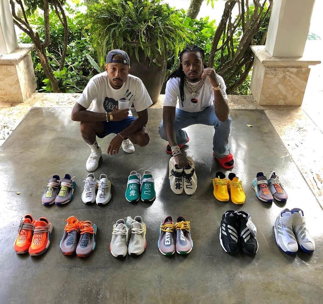 Freshnessのインスタグラム：「@pharrell and @quavohuncho show off some upcoming adidas Hu releases 👀 #freshnessmag」