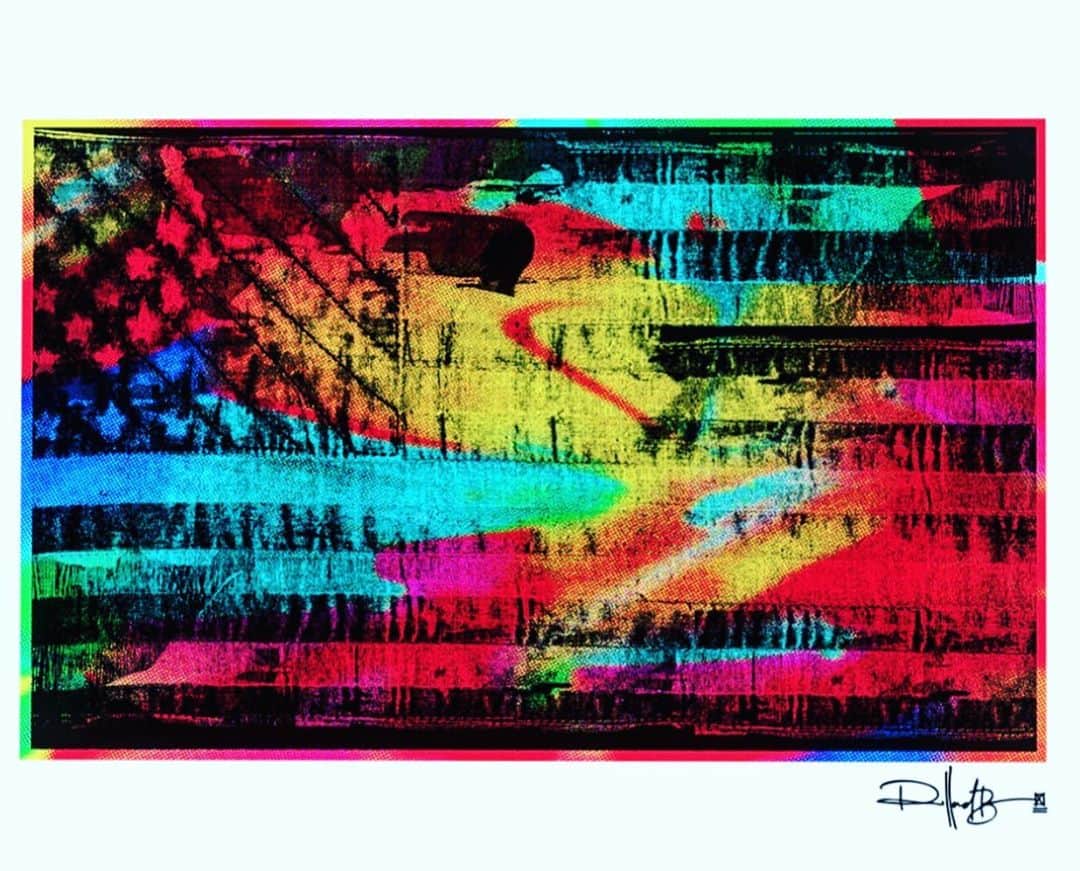 カラーさんのインスタグラム写真 - (カラーInstagram)「9-11  ❤️🧡💛FREEDOM FLAG💚💙🖤💛💙💚❤️🧡🖤💚💙💛❤️   “I created this art piece as a symbol of who we are as a country. We are everything and everyone who has ever existed or will exist in this nation.  Good or bad, man or woman, children and adults, gay or straight.  We are one.... a  united unstoppable spectrum of blessed beings living in AMERICA.  This is my modern take on the traditional flag of our Fathers and Mothers, those that brought us into this world”  By no means are we perfect but we are all we got... The sooner we start shaking hands giving hugs and seeing all people as people and stop fighting each other the sooner we can overcome the darkness in the heart of man .. we all need to change it together ... it all matters all of every instance , every bit of blood shed ... we need to heal and help every person no matter race or creed, reach down and lift them up,  this is how we fix things . I say this today , we are one .. helping you helps me , hurting you hurts me.. #rollandberry #neverforget #america #freedomflag #streetart #iwillalwaysmissyoujason」9月12日 11時01分 - rollandberry