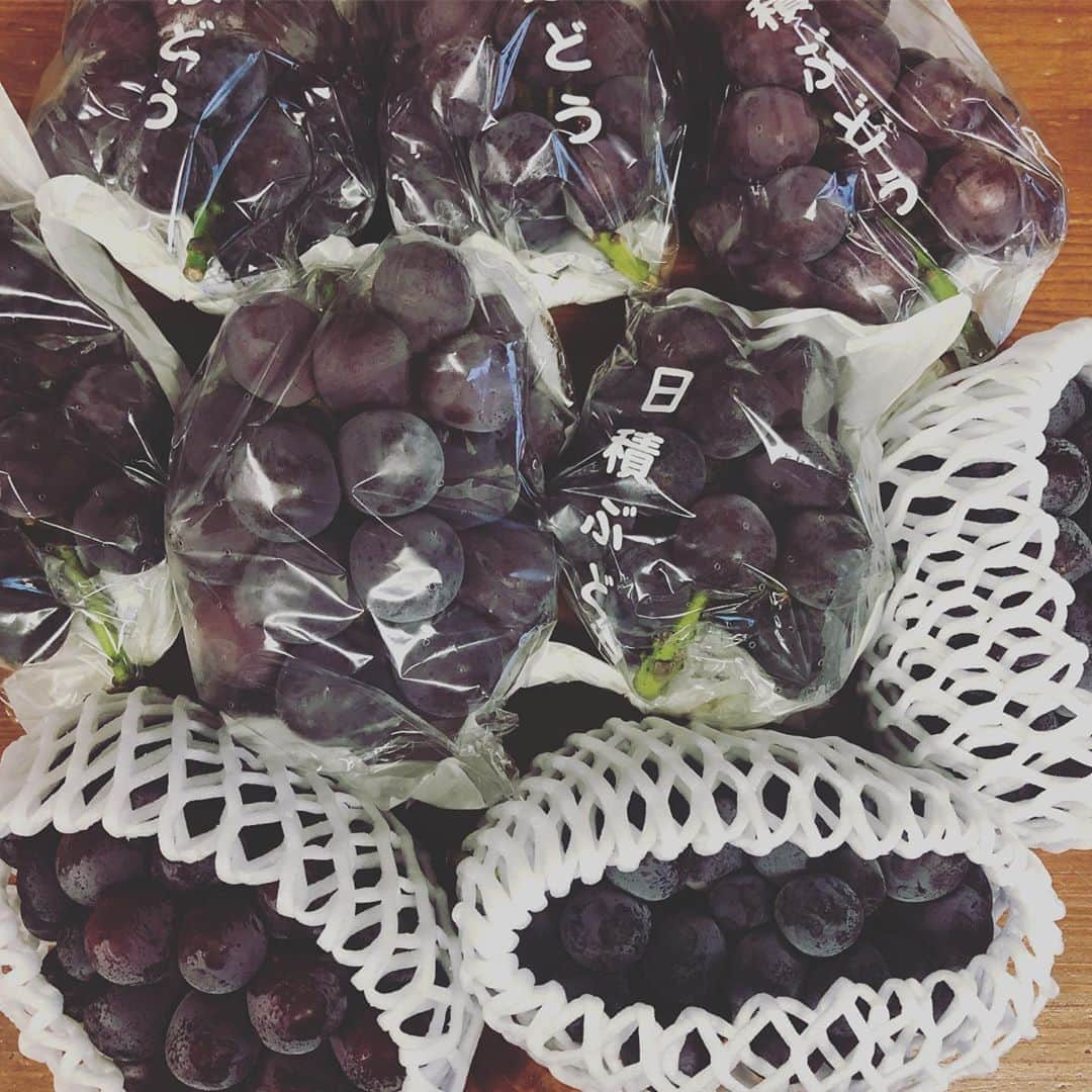 千秋さんのインスタグラム写真 - (千秋Instagram)「大好物の葡萄がどんどん集まってくる🍇🍇🍇🍇🍇合計15個🍇🍇🍇🍇🍇完食します🍇🍇🍇🍇🍇  #葡萄 #ピオーネ #巨峰 #🍇 #千秋fruit」9月12日 12時06分 - chiaki77777