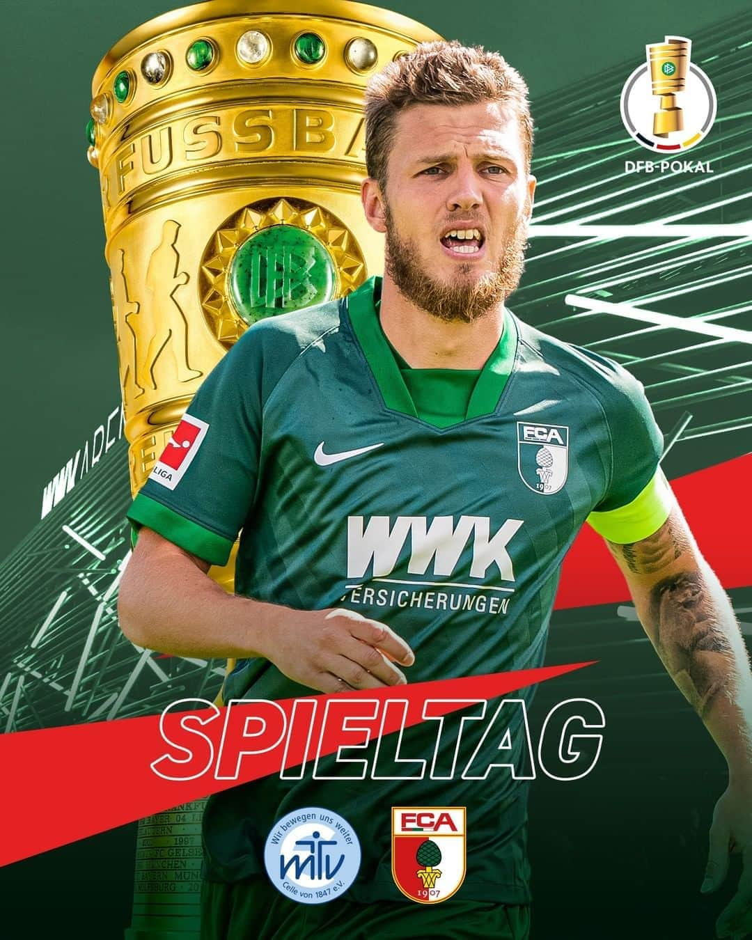 FCアウクスブルクさんのインスタグラム写真 - (FCアウクスブルクInstagram)「Kämpfen - siegen - weiterkommen! 👊 #FCA #MTVFCA #FCA1907 #fcaugsburg #dfbpokal #berlin2021 #Spieltag #Matchday」9月12日 16時07分 - fcaugsburg1907