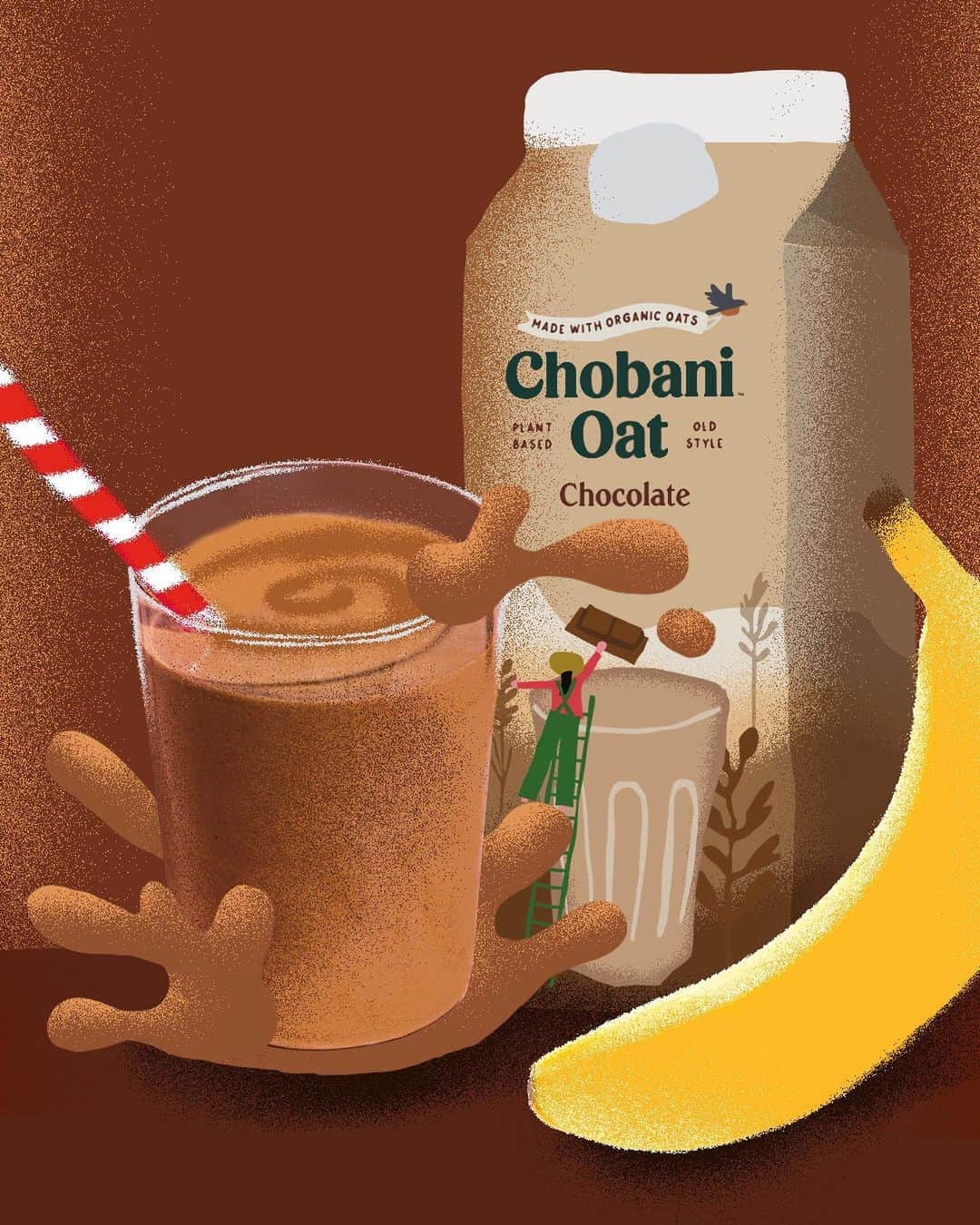 Chobaniのインスタグラム：「Chobani Oat Chocolate was made for making non-dairy chocolate milkshakes 🍫🥛 Swipe for our favorite recipe #ChocolateMilkshakeDay #chobaniathome」