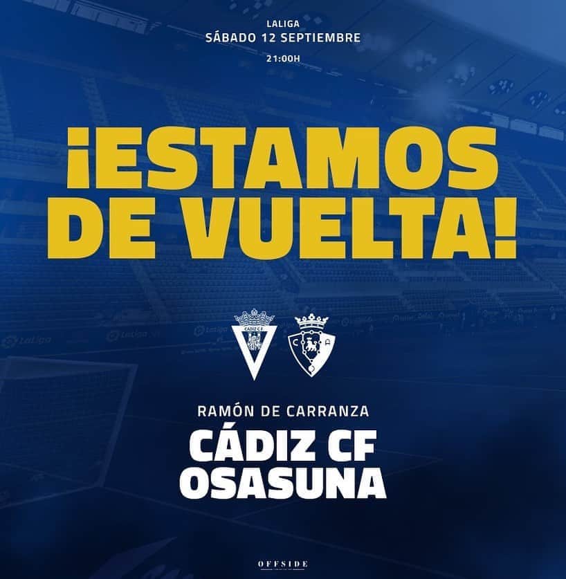 アレハンドロ・フェルナンデス・イグレシアスのインスタグラム：「Vuelve @laliga ⚽️  Vuelve el Cádiz💛💙   #Mehandichoqueelamarillo #AF8」