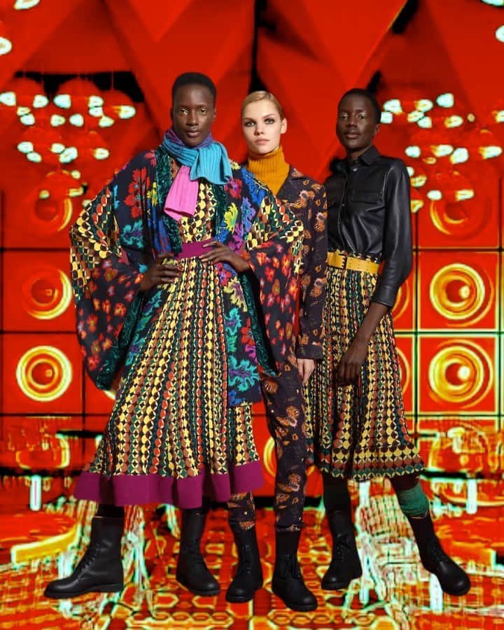 のインスタグラム：「The mimi Liberté fall winter collection mixing prints, colors and fabrics is now available throughout our luxury designers stores partners #mimiliberté #michelklein #fallwinter #prints #embroidery #luxuryfashion #vernerpanton」