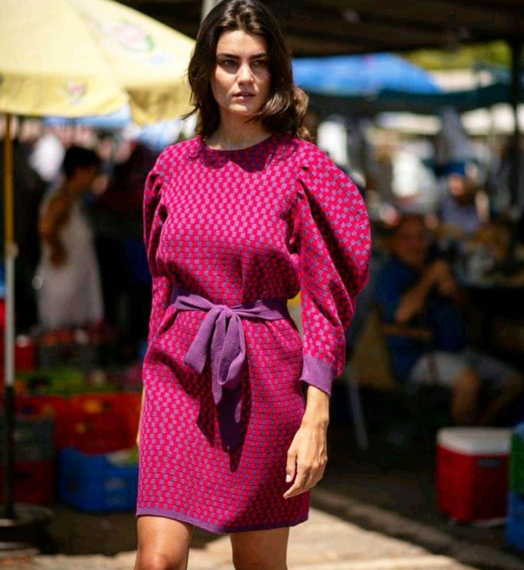 エロトクリトスのインスタグラム：「Maria is enjoying the open air farmer's market in Nicosia Cyprus wearing a checkerboard pattern knitted dress in vibrant colours. . . . .photo @harriskyprianou make up @savvassavva_makeupartist model @gojkovicc special thanks to @nikasalamat #knitwear #dress #fashion #designer #brand #robe #maille #color #colour #shopping #style #paris #parisfashion #stylish #chic #girl #woman #sexy #maille #robeenmaille #sweaterdress #robepull」