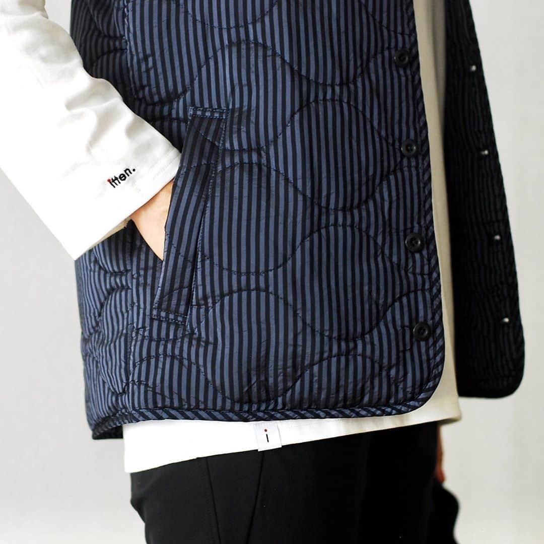 のインスタグラム：「［#20AW］#wm_ladies  ts(s) / ティーエスエス "Quilted Liner Vest -Block Stripe Cupra Cloth-" ¥41,800- _ 〈online store / @digital_mountain〉 https://www.digital-mountain.net/shopdetail/000000012153/ _ 【オンラインストア#DigitalMountain へのご注文】 *24時間受付 *15時までのご注文で即日発送 *1万円以上ご購入で送料無料 tel：084-973-8204 _ We can send your order overseas. Accepted payment method is by PayPal or credit card only. (AMEX is not accepted)  Ordering procedure details can be found here. >>http://www.digital-mountain.net/html/page56.html  _ #ts_s #ティーエスエス _ 本店：#WonderMountain  blog>> http://wm.digital-mountain.info/ _ 〒720-0044  広島県福山市笠岡町4-18  JR 「#福山駅」より徒歩10分 #ワンダーマウンテン #japan #hiroshima #福山 #福山市 #尾道 #倉敷 #鞆の浦 近く _ 系列店：@hacbywondermountain _」