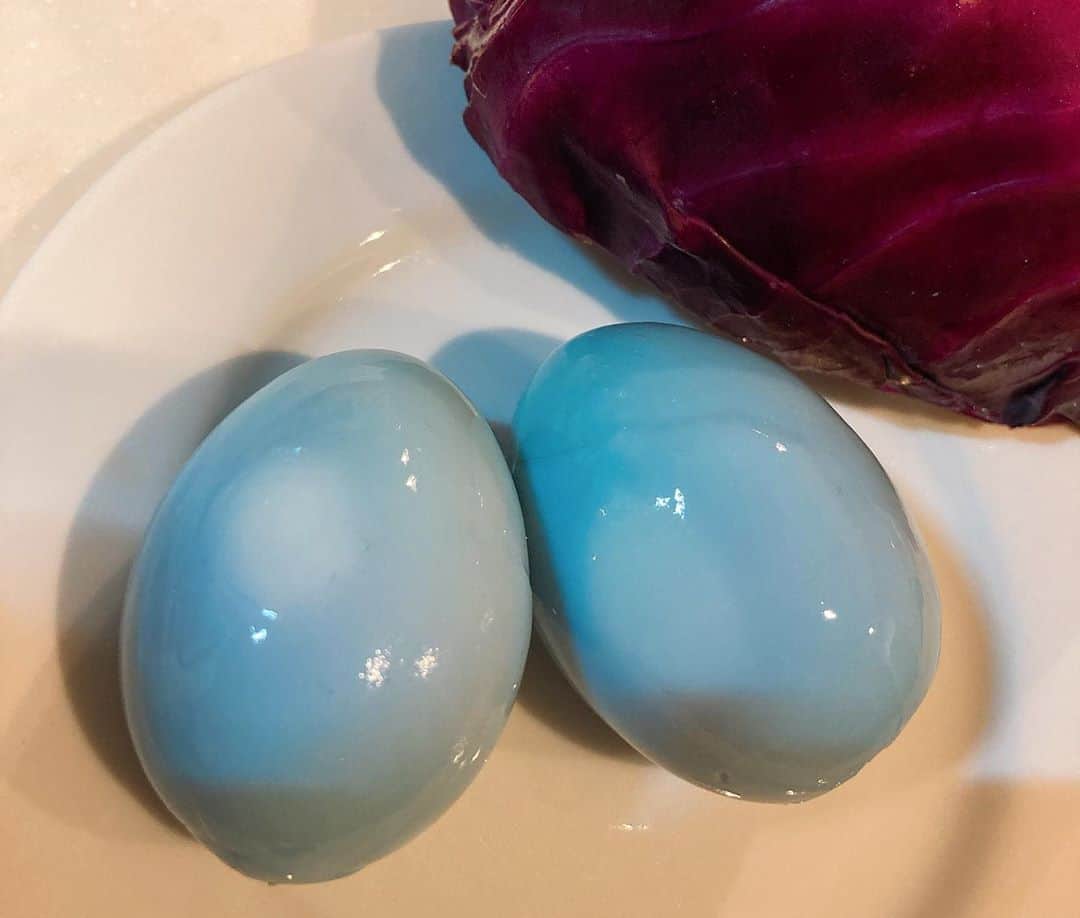 森本さやかさんのインスタグラム写真 - (森本さやかInstagram)「ヨーグルトで漬けておいた鶏肉⭐︎⭐︎ #バターチキンカレー  #今夜はカレー  #butterchickencurry  #cookingram   🥚🥚🥚 紫キャベツと煮込んで紫の卵になると思ったら何故か…🥚 #青い卵 💙😨 #たまごの実験  #blueeggs」9月12日 22時39分 - sayakamorimoto1011