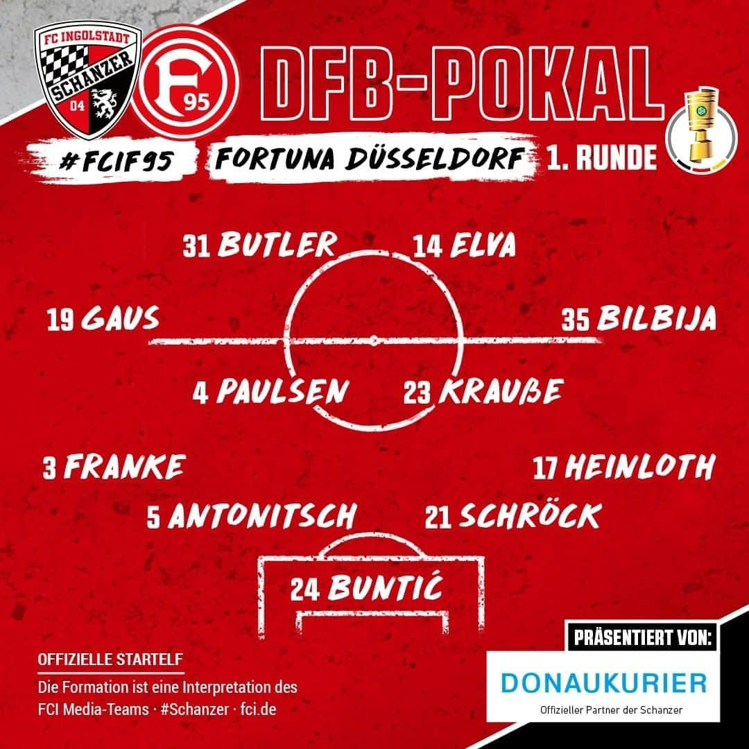 FCインゴルシュタット04さんのインスタグラム写真 - (FCインゴルシュタット04Instagram)「UNSERE ELF 🖤❤️  So gehen die #Schanzer in das @dfb_pokal-Duell gegen @f95 🔥🔥 Live dabei sein über @skysportde, den fci.de/Liveticker oder unsere App - checkt einfach unsere Story 📲👀 ____ Auf der Bank: Jendrusch, Preißinger, Stendera, Beister, Hawkins, Kotzke, Keller, Röcher und Sussek . . #DFBPokal #FCIF95 #Berlin2021 #f95 #schanzerdassindwir #Schanzerfürimmer #Ingolstadt #FCI #FCIngolstadt #soccer #fussball #football #Düsseldorf #Fortuna #immerweiter #zamhoidn #Team #Familie #Dahoam #Zusammenhalt #Heimspiel #AudiSportpark #einfachkriegstduwoanders #Pokal #Startelf #Lineup」9月13日 0時33分 - dieschanzer