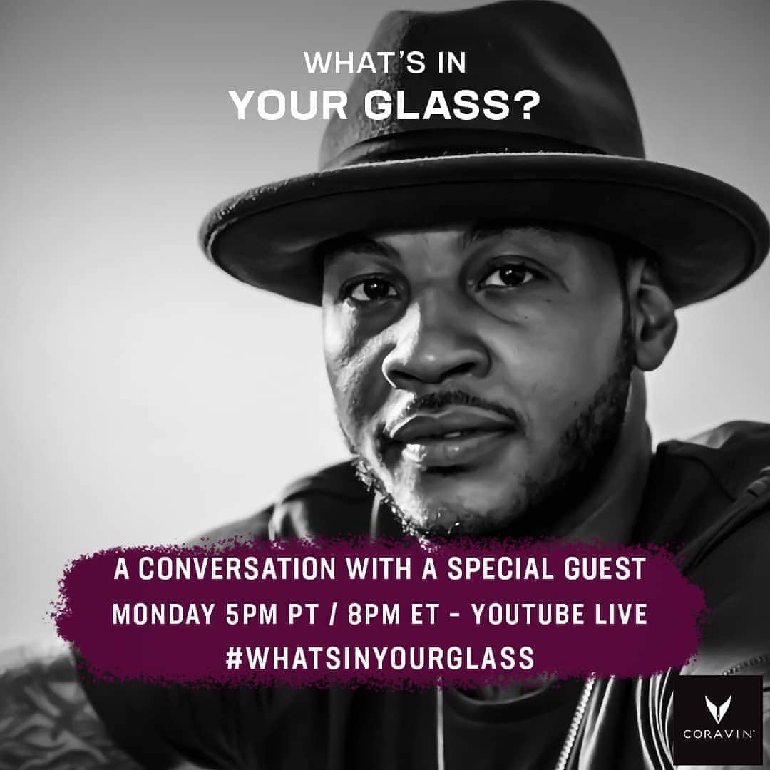 カーメロ・アンソニーのインスタグラム：「What's in Your Glass returns on Monday 9/14. We've got a demo from @coravin and I'll be talking about creating change through fashion with 7 emerging black designers. Catch us on YouTube Live and on Twitter at 5pm ET/8pm PT #WhatsinYourGlass #STAYME7O」