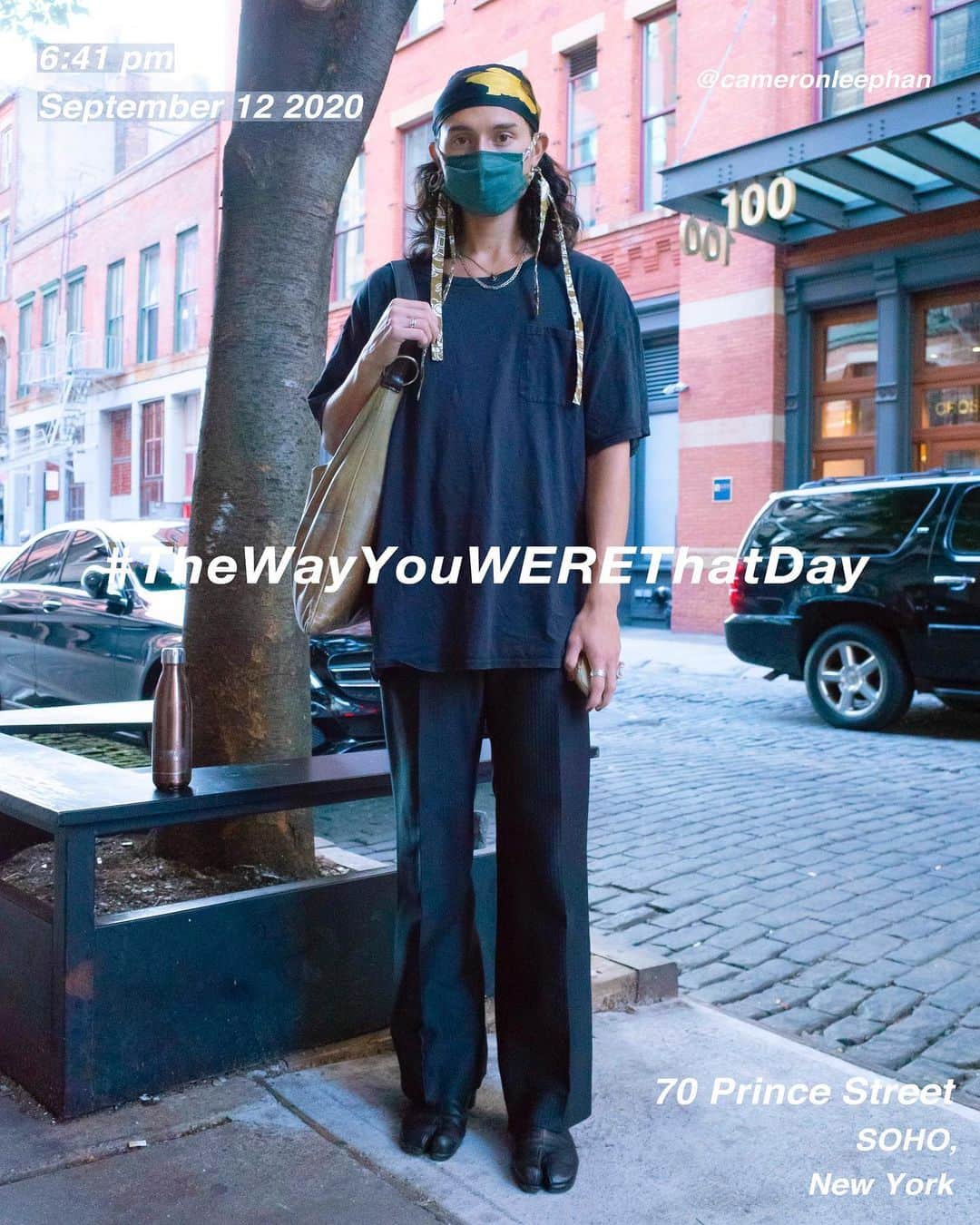 筒井心一のインスタグラム：「@cameronleephan on 70 #PrinceStreet at 6:41 pm, September 12 2020, #NewYork ﻿ #OutfitOfTheDay = #TheWayYouWEREThatDay  #TWYWTD #ShinichiTsutsui」