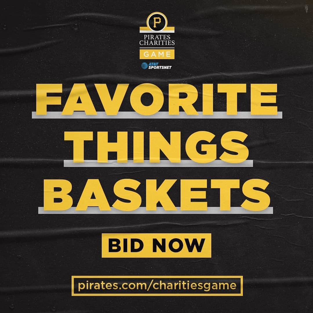 ピッツバーグ・パイレーツのインスタグラム：「🎶These are a few of our favorite things🎶 BID NOW on our Players Favorite Things baskets as part of tonight’s Pirates Charities Game! Go to pirates.com/charitiesgame or click the link in our bio.」