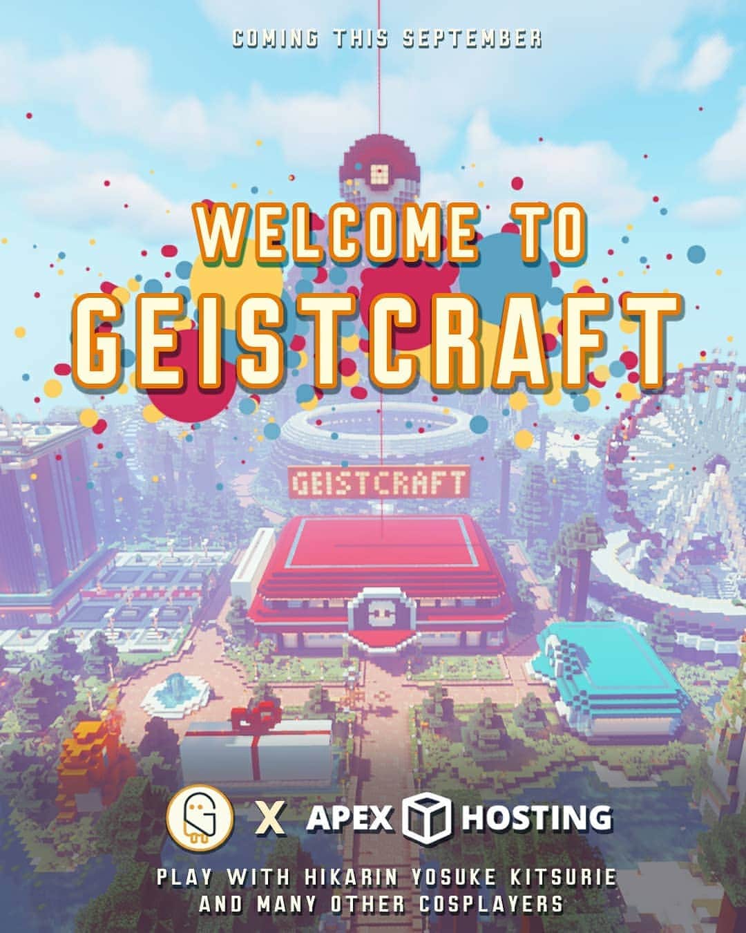 ひかりんのインスタグラム：「🎉We have exciting news ! This September , we will finally open up our very own minecraft server , Geistcraft !  On this server , you will beable to play with Geist members ( Yosuke, Hikarin and many more !) , And earn points that can be traded for our exclusive merch !   @mr.yosuke and I are big fans of Minecraft and we've always wanted more friends to build , explore , and just chill on Minecraft . We hope this server will be a portal to connect us with fans from all over the world  on a much closer level. I look forward to meeting you on Geistcraft ♥️  This server was possible thanks to Apex Hosting ! Want your own Minecraft server to play with friends? Get your Minecraft server today at http://bit.ly/MINEAP!  Apex Hosting works to deliver the highest level of customer support to their minecraft server hosting clients, with a strong technical support team working 24/7 with keep the servers in top shape!    #Geistcraft #apexhosting #MinecraftServer #minecraft」