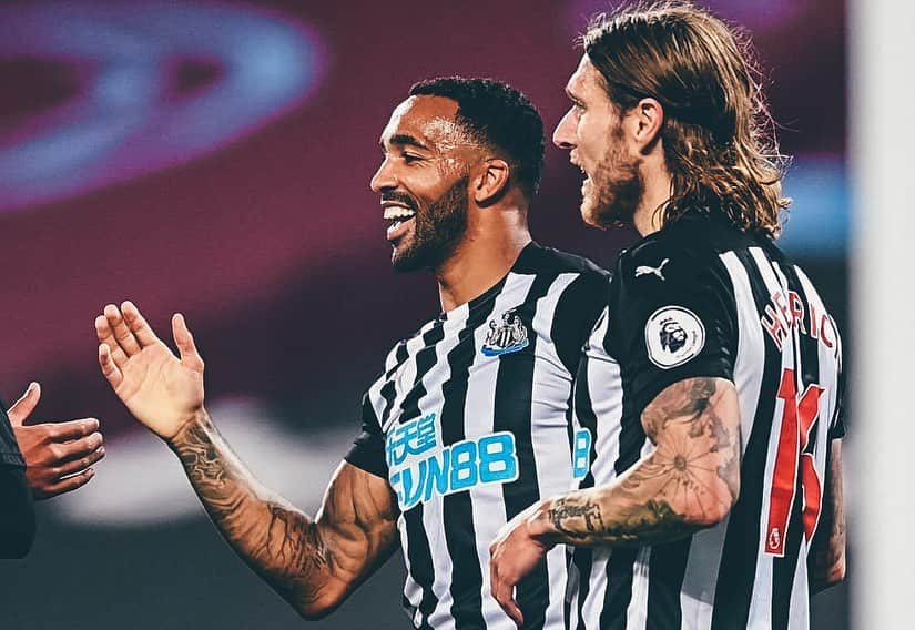 カラム・ウィルソンのインスタグラム：「3 points and a debut goal 🙌🏽💫 @nufc」