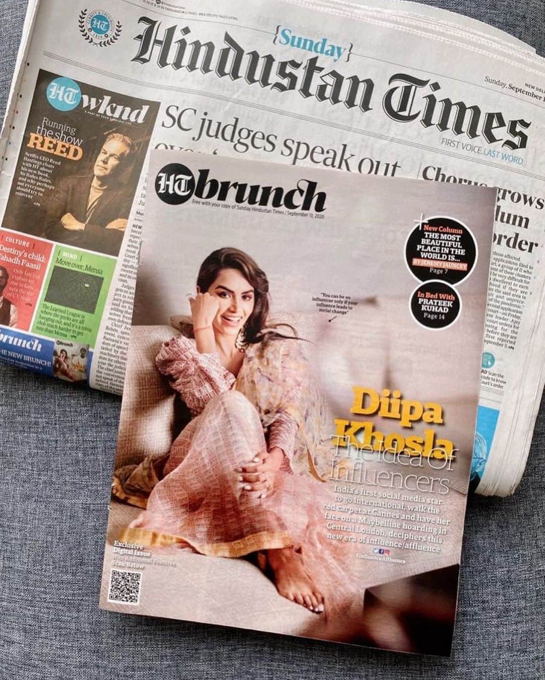 Diipa Büller-Khoslaさんのインスタグラム写真 - (Diipa Büller-KhoslaInstagram)「As a little girl I remember the Hindustan Times laying on the table every morning as my Dad read it over breakfast... Look Dad, I made it 🙏🏽🥺  To have the honour to be on the cover of India’s largest Lifestyle Magazine @htbrunch that’s read by over 4 million people weekly just beyond blows my mind and humbles me. 🙏🏽   A huge thank you to @jamalshaikh for being an incredible Editor, to @veenusingh12 for the story and to the entire team at @htbrunch for believing in me. ❤️#AllNewHT #HTFirstvoicelastword」9月13日 17時35分 - diipakhosla