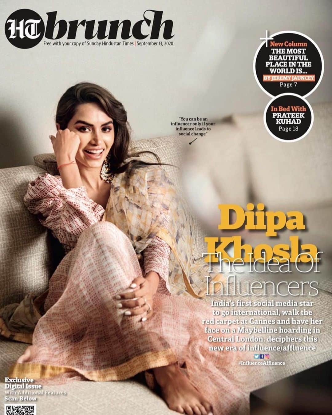 Diipa Büller-Khoslaさんのインスタグラム写真 - (Diipa Büller-KhoslaInstagram)「As a little girl I remember the Hindustan Times laying on the table every morning as my Dad read it over breakfast... Look Dad, I made it 🙏🏽🥺  To have the honour to be on the cover of India’s largest Lifestyle Magazine @htbrunch that’s read by over 4 million people weekly just beyond blows my mind and humbles me. 🙏🏽   A huge thank you to @jamalshaikh for being an incredible Editor, to @veenusingh12 for the story and to the entire team at @htbrunch for believing in me. ❤️#AllNewHT #HTFirstvoicelastword」9月13日 17時35分 - diipakhosla