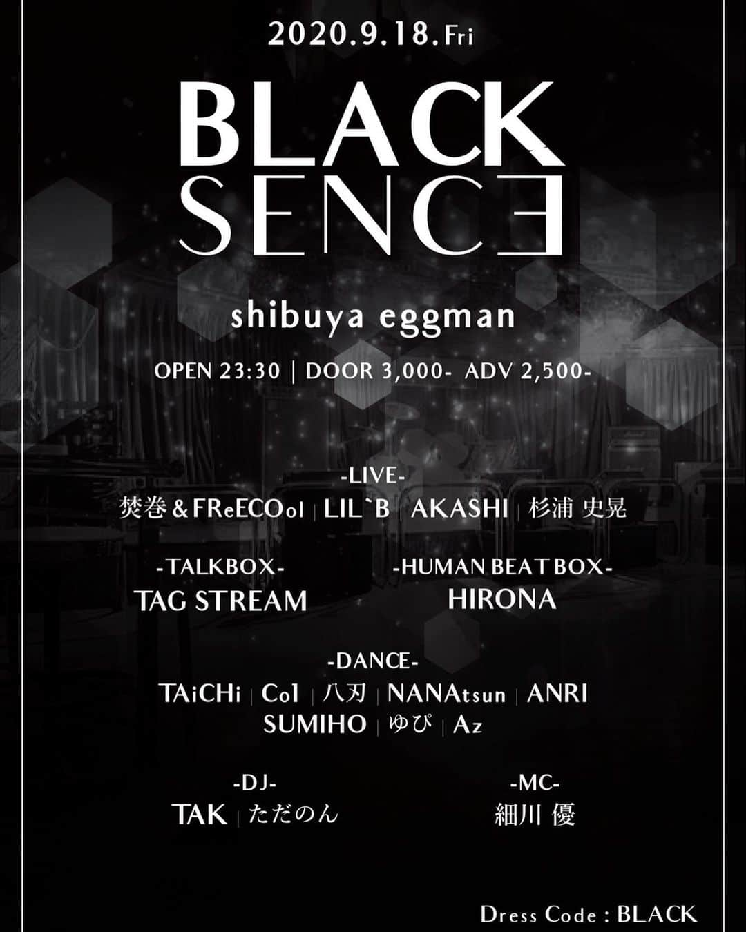 細川優さんのインスタグラム写真 - (細川優Instagram)「9/18 BLACK SENCE@eggman  久しぶりにMCやらせていただきます！！  #blacksence #eggman #mc」9月13日 18時21分 - yuhosokawa