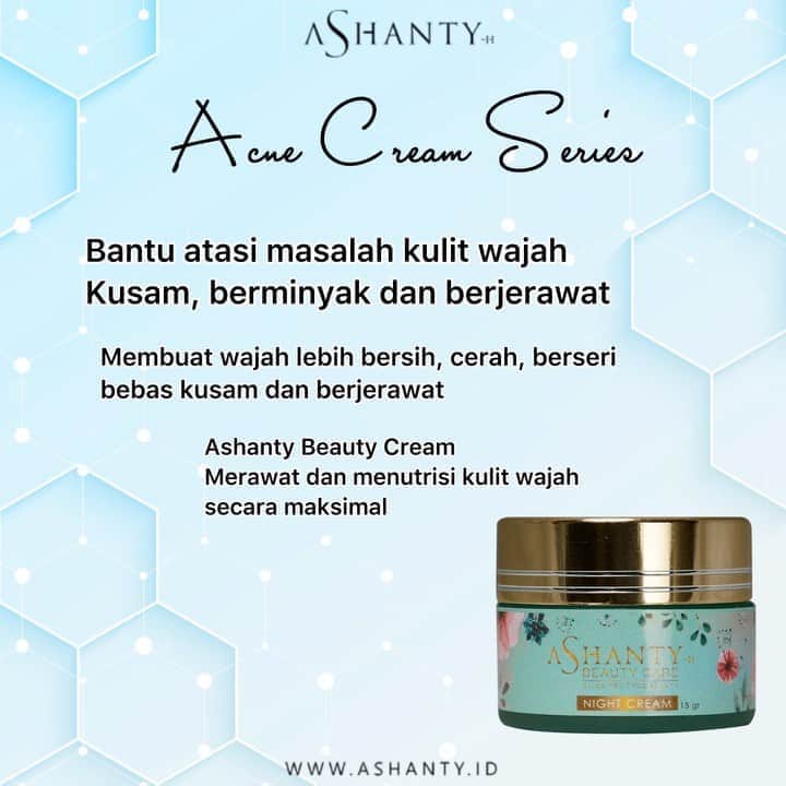 ASHANTY BEAUTY CREAM OFFICIALのインスタグラム：「Punya masalah dengan wajah kusam, berminyak dan berjerawat ? Acne cream by Ashanty pilihan yang tepat😍  Bantu atasi masalah kulit wajah berminyak, kusam dan berjerawat. Membuat wajah lebih sehat, bersih, cerah, lembut, bebas kusam dan bebas jerawat 😍  _________________________________ Informasi dan pemesanan : WA: 081293823950 WA: 085781140354 WA: 081287388885 WA: 087778489900 FAST RESPONS CLICK LINK yang ada di Bio IG @ashantyid 🌸✨ _________________________________ #ashantybeautycosmetics #beauty #cosmetics #brandlocal #kosmetikhalal #makeup #kosmetikartis #ashanty #thehermansyah #beautyvlogger #jualkosmetikmurah #kosmetikmahal #kosmetikbagus #ashantyid #keluargaasix #ashantyhermansyah #mua」