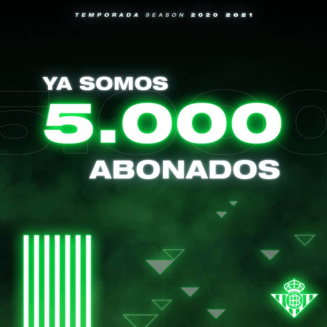 レアル・ベティスさんのインスタグラム写真 - (レアル・ベティスInstagram)「¡Ya somos 5.000 abonados! 🙌💚🔝 -- We are already 5,000 season ticket holders! 🙌💚🔝」9月13日 20時07分 - realbetisbalompie