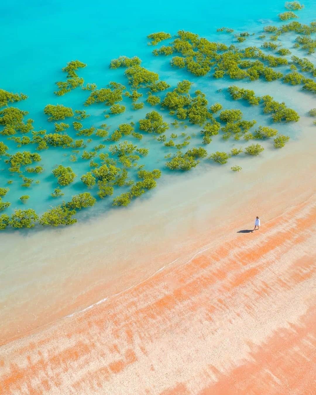 Australiaさんのインスタグラム写真 - (AustraliaInstagram)「You can always count on @visitbroome to brighten up your day! @sailor.jay captured a lone beachgoer at #RoebuckBay, walking along #Broome’s famous vibrant red sand. Located in the Roebuck Bay Marine Park in Yawuru country of @australiasnorthwest, discover your go-to guide for exploring this epic part of @westernaustralia at the link in our bio. #seeaustralia #wanderoutyonder #australiasnorthwest」9月13日 20時00分 - australia