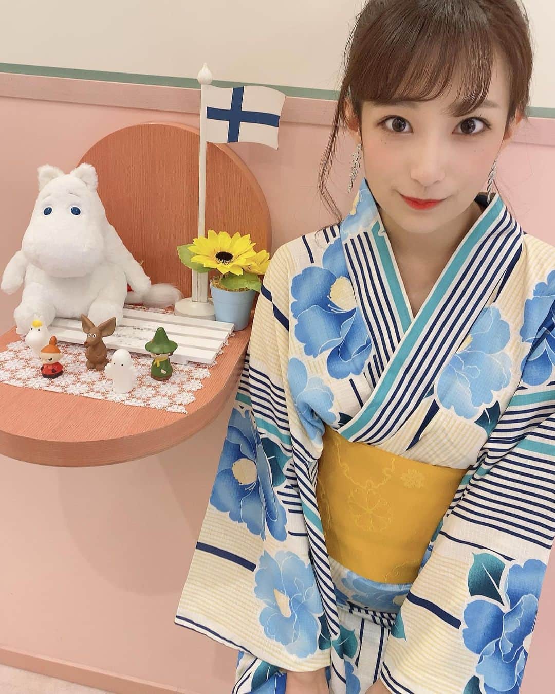 ミクのインスタグラム：「. . 凝視♡ . .  #浴衣　#浅草　#ムーミンカフェ　#東京　#ムーミン　#おやすみ　#cafe #moomin #goodnight」