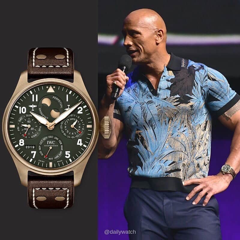 Daily Watchさんのインスタグラム写真 - (Daily WatchInstagram)「Dwayne “The Rock” Johnson spotted wearing the IWC Big Pilot’s Watch Perpetual Calendar Spitfire in Bronze  #IWCwatches」9月14日 2時20分 - dailywatch