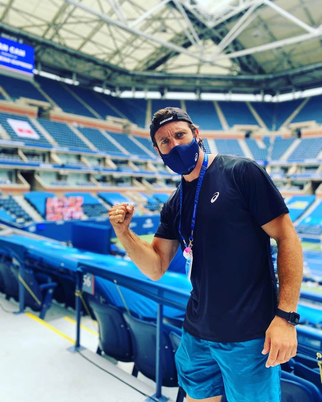 ディラン・モスコビッチのインスタグラム：「🎾💙 #usopen #arthurashestadium」