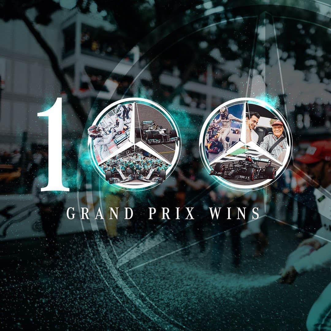 MERCEDES AMG PETRONASさんのインスタグラム写真 - (MERCEDES AMG PETRONASInstagram)「This is INSANE! 🤯 Today was the 100th @f1 win for the modern Mercedes team! 🏆 Thank you to everyone on the journey with us! ❤️」9月14日 4時00分 - mercedesamgf1