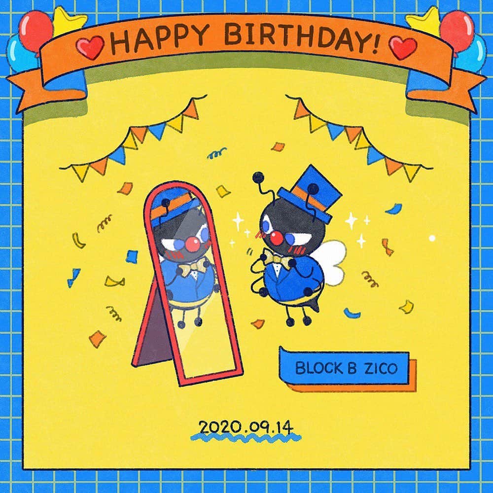 Block Bのインスタグラム：「[🎂] HAPPY BIRTHDAY ZICO🥳﻿ ﻿ ジコ兄ちゃんお誕生日おめでとうだBee～🎁🎉﻿ ﻿ #블락비 #BLOCKB﻿ #지코 #ZICO #ジコ #happyzicoday」