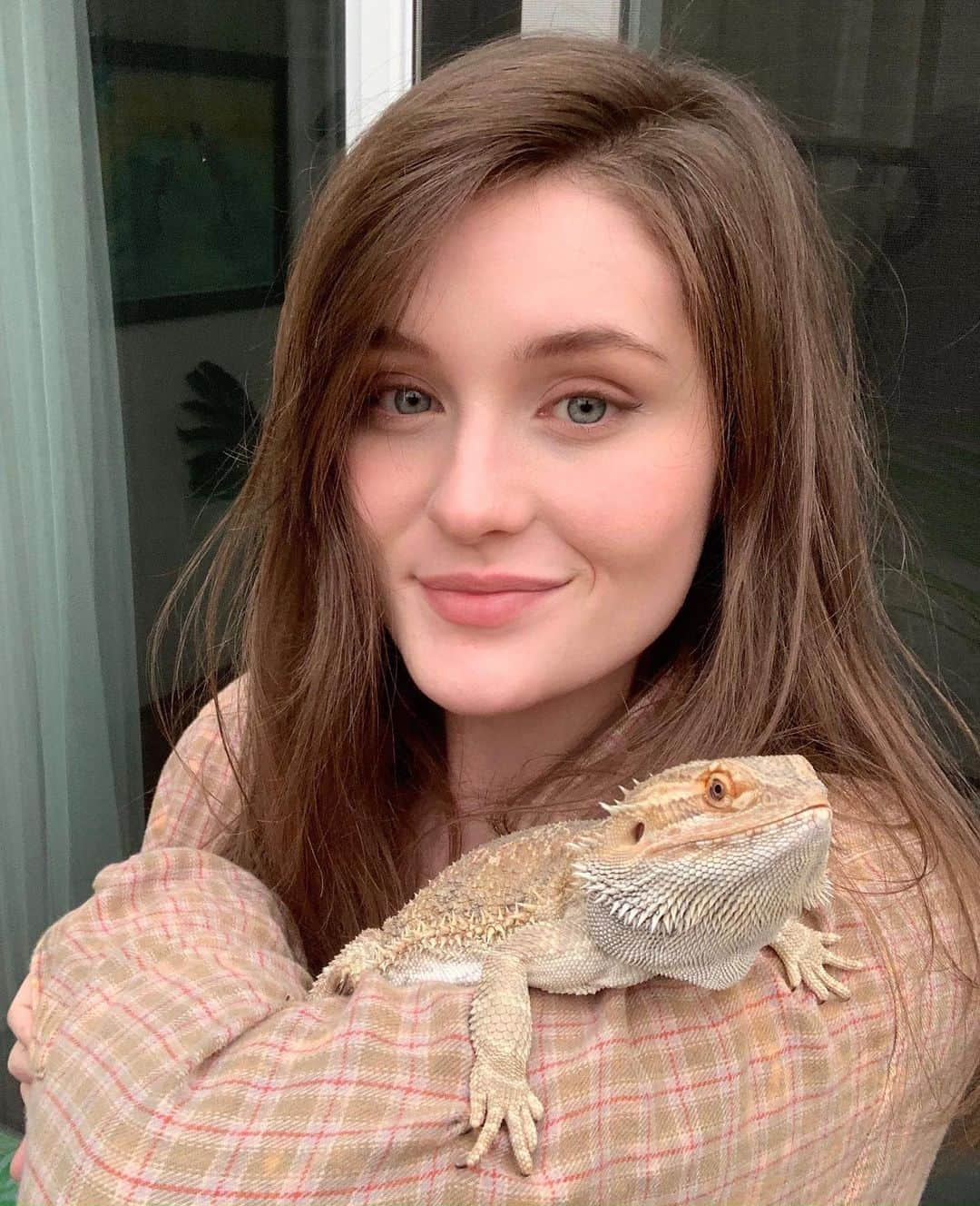 グレース・ビクトリア・コックスのインスタグラム：「My son, Howard!!!  PS buying reptiles from a pet store is for the birds!!!! Somebody else’s unwanted pet will be your perfect pet!!!! 💘 you can adopt bearded dragons like Howie at animal shelters or directly from owners seeking to rehome a pet 🦎💚🦎💚🦎」