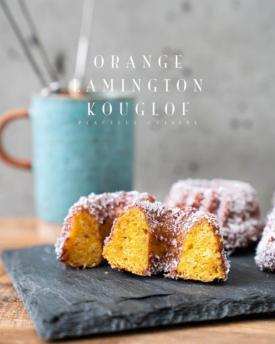 高嶋綾也のインスタグラム：「Orange Lamington Kouglof🍊 Video is now up on my YouTube channel😆 I lived in Sydney, Australia for a whole year when I was 20 year old. That's where I started my cooking journey! I loved drinking coffee at Bondi beach, yes I worked as a chef assistant at a cafe in Bondi. I actually never tried lamington when I was there. I ate a lot of TimTam though. lol Anyways, Australian Orange is in season in Australia right now, go get your orange and make this Australian style treat! G'day mate ;)  #australia #orange #kouglof」