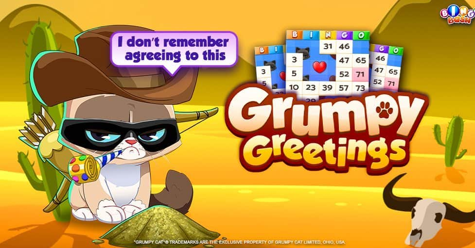 Grumpy Catのインスタグラム：「Do you need more Grumpy in your life? 😼 Check out the brand new 😾 Grumpy Greetings 😾 Bingo room - exclusive to @bingobashofficial. Download the app now and call Bingo! Join in here and play FOR FREE → https://smart.link/uvaovyr3gr0h1 (Link in bio)  #GrumpyCat #Bingo #catsofinstagram」