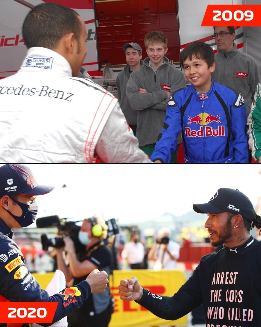 F1さんのインスタグラム写真 - (F1Instagram)「Eleven years later...  Back in 2009, Lewis Hamilton met a group of young karting stars in the UK, including F1's newest podium finisher Alex Albon!  📸 @kartpix (top)  #F1 #Formula1 #Albon #LewisHamilton」9月14日 17時30分 - f1