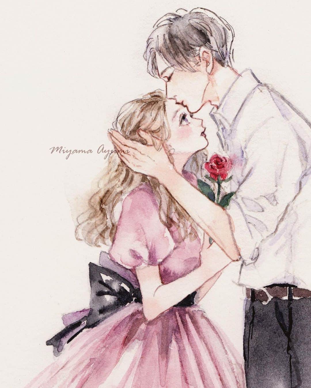 Miya ミヤマアユミ さんのインスタグラム写真 Miya ミヤマアユミ Instagram 花kotoba Artwork Watercolor 水彩 Art Illust Illustration Draw Illustrator イラスト イラストレーター 手描き 手書き アナログ アナログイラスト ガールズ