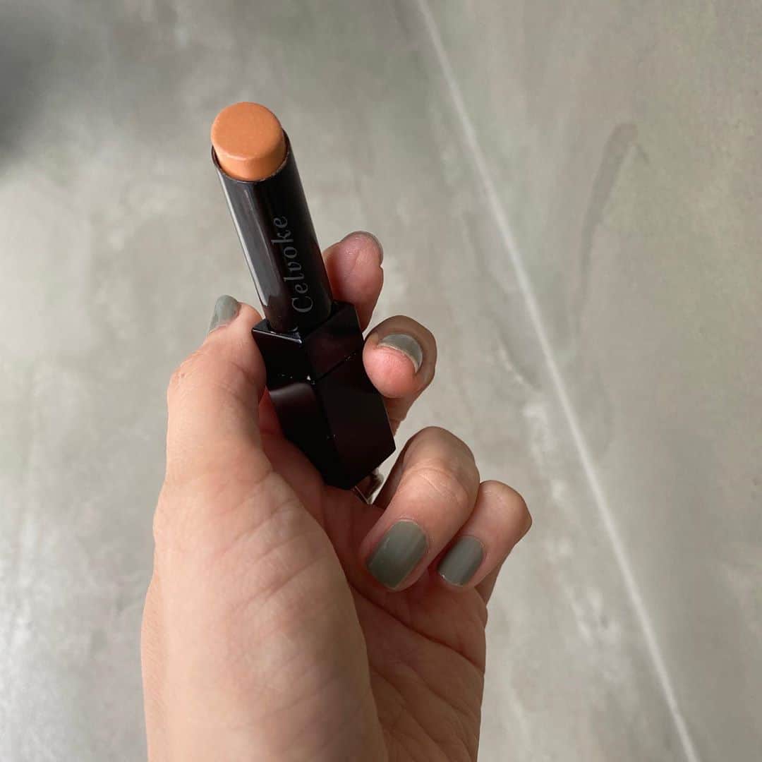 松田 美奈子のインスタグラム：「new  lip🍂 celvokeのマットリップ 薄いオレンジベージュみたいな色です🧚🏻 マットだから薄いけど色が出ていい感じでしたっ他の色と重ねても可愛いから使えそう♪ . リベレイティッドマットリップス01💄 . #celvoke#セルヴォーク」
