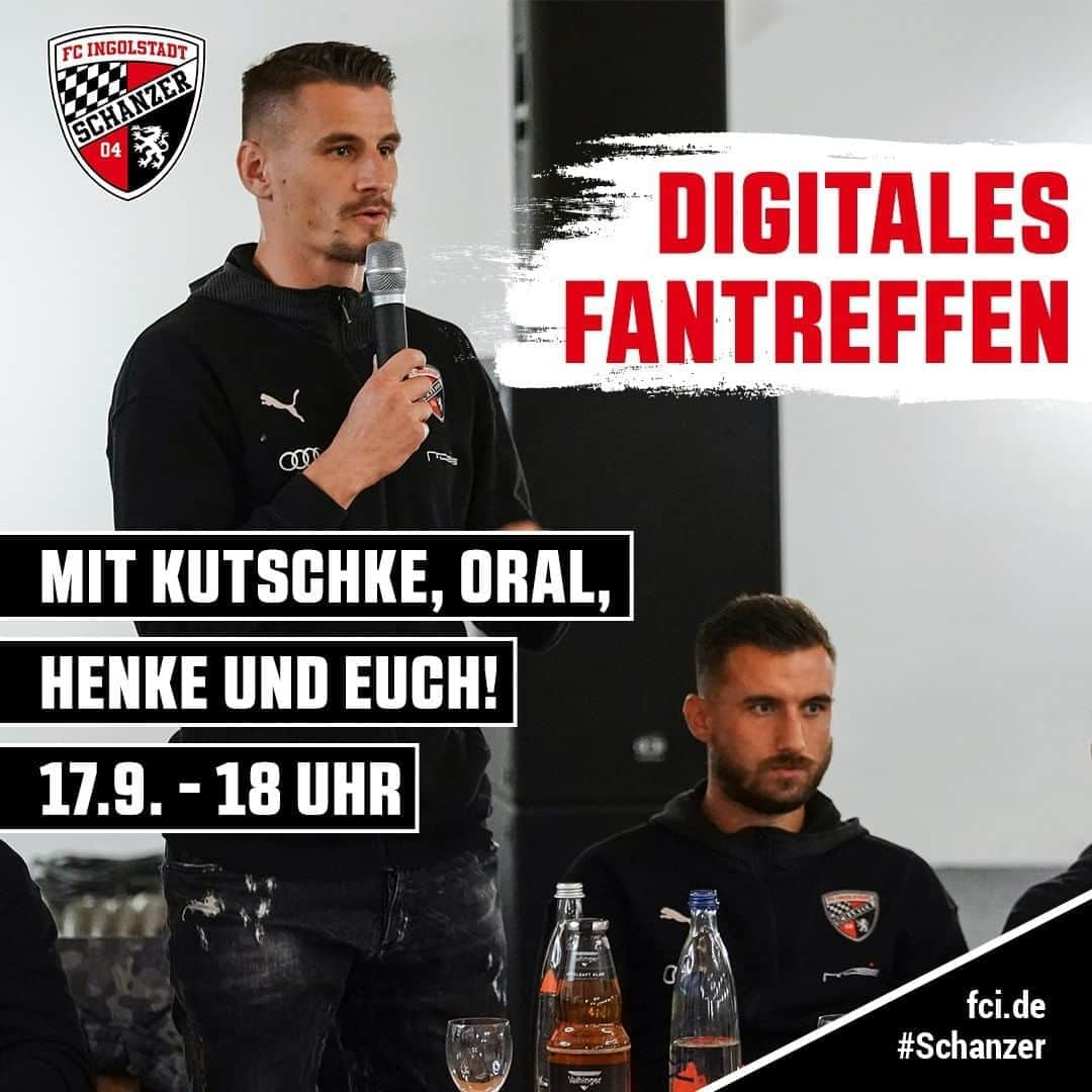 FCインゴルシュタット04さんのインスタグラム写真 - (FCインゴルシュタット04Instagram)「Unser 1. digitales #Schanzer Fantreffen 🤜🤛🖤❤️ EURE FRAGEN 👇🗯 Trotz und gerade wegen Corona, wollten wir euch unbedingt die Möglichkeit geben! Wir freuen uns auf die Runde am Donnerstag 17.9. ab 18 Uhr💬📲💻 _____ Unter diesem Link könnt ihr euch dann live einklinken: fci.de/Fantreffen2021 (Groß-/Kleinschreibung beachten) Wir posten den Link aber auch am Donnerstag nochmal in unsere Story, damit ihr problemlos teilnehmen könnt 😉 Damit es dann ab 18 Uhr zügig losgeht, könnt ihr uns hier schon mal einige eurer brennendsten Fragen vorab per Kommentar zukommen lassen ⤵️  . . #Schanzer #Schanzerdassindwir #Schanzerfürimmer #einfachkriegstduwoanders #Vorbereitung #Sommer #AudiSchanzerSommerTour2020 #Soccer #Football #Fussball #Ingolstadt #FCIngolstadt04 #3Liga #zeigtsuns #fu3ball #workhard #UnserVerein #Schwarzrot #Fantreffen #DigitalesFantreffen #Gemeinsam #Zusammenhalt #Videochat #live #meeting #corona」9月14日 19時36分 - dieschanzer