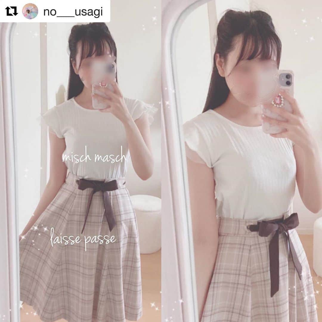 LAISSE PASSEさんのインスタグラム写真 - (LAISSE PASSEInstagram)「素敵な投稿をありがとうございます💓  ・・・  #Repost @no___usagi with @get_repost ・・・ ｡*⑅୨୧┈┈┈┈┈┈┈┈┈୨୧⑅*｡  ootd♡  tops‎⑅⃝ @mischmasch_official  skirt‎⑅⃝ @laisse_passe   レッセのチェックスカート着回しコーデ💗  チェックっていつから着れるかな？っていうアンケートをしたら9割の方が今月からって答えてくれたので、今日から着たよ💗  最近コメントくれたり、DMでもなかよくしてくれる子が増えてすごく嬉しいです🥰  いつもありがとう💗💗  ୨୧*。  #laissepasse #laissepasseroom #mischmasch #ootd #outfittoday  #japanesefashion #kawaiifashion #mycoordinates #girlyfashion #2020aw  #レッセパッセ  #ミッシュマッシュ #秋コーデ #甘めコーデ #黒髪ロング #清楚コーデ #きょこ #今日のコーデ #デートコーデ #かわいいものが好きな人と繋がりたい #ピンク好きさんと繋がりたい #大人かわいいコーデ #ガーリーコーデ #コーデ記録 #いいね返します #相互フォロー募集  #相互はコメント下さい #ファッション好きな人と繋がりたい #着画くらぶ」9月14日 19時43分 - laisse_passe