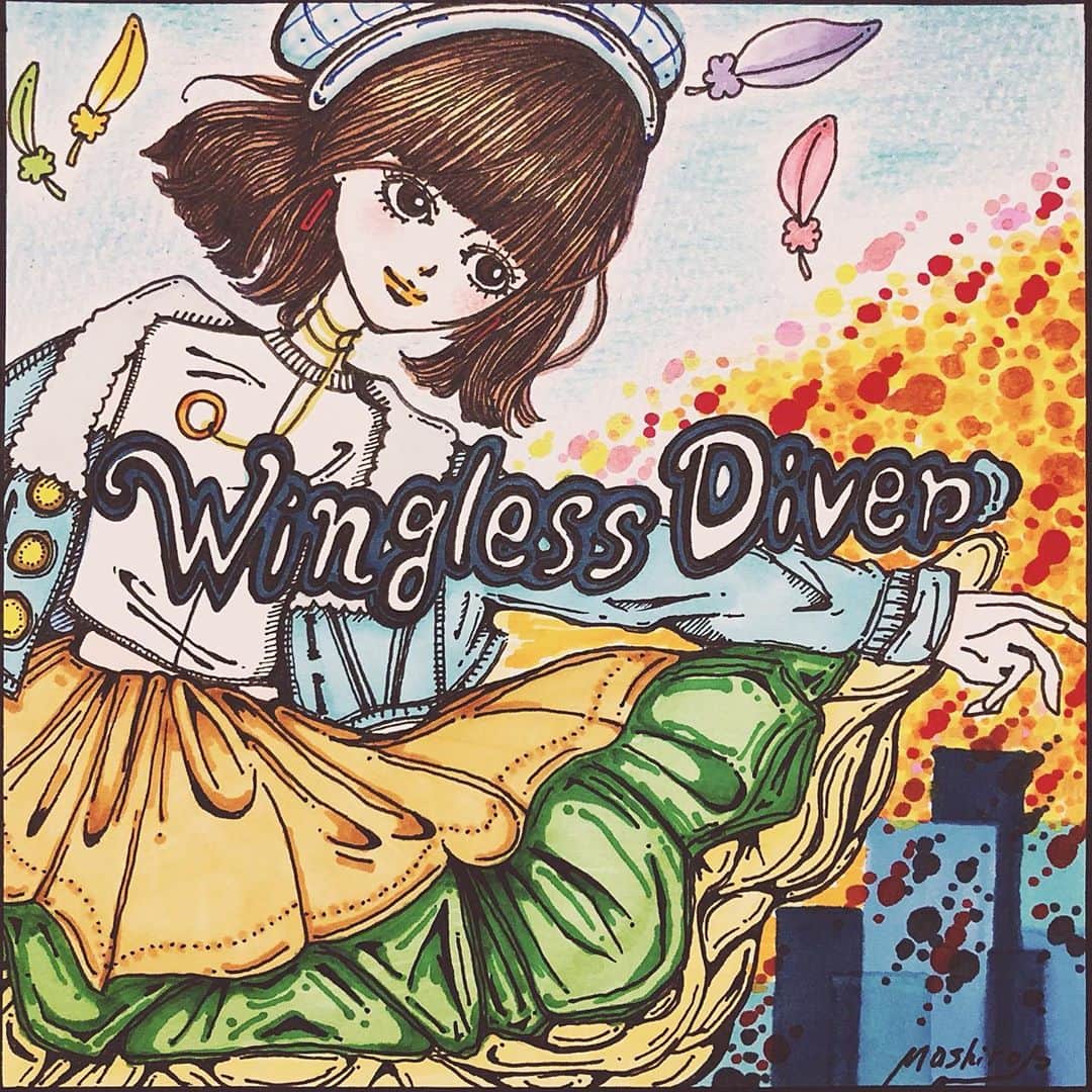 綾野ましろさんのインスタグラム写真 - (綾野ましろInstagram)「自身の楽曲に合わせたテイストのイラストを描いて行くよ。 イラストミュージック♪  まずは"Wingless Diver"を...ʚ🧸ɞ  一歩踏み出す勇気を優しさのある色味で描いてみたよー。 自分にとっての前向きな一歩が踏み出せますように☺︎  #drowing #WinglessDiver #music」9月14日 23時12分 - ayanomashiro_official