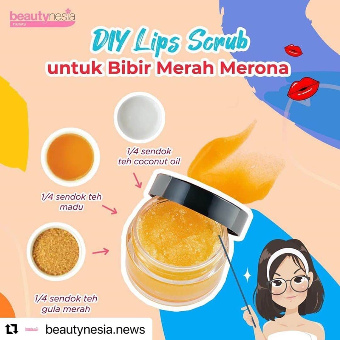 Beauty | Health | Fashionさんのインスタグラム写真 - (Beauty | Health | FashionInstagram)「Salah satu cara yang bisa kamu lakukan untuk membuat bibir jadi merah merona adalah dengan menggunakan lipscrub. Gak perlu mahal mahal kok, kamu bisa bikin lip scrub sendiri dirumah dengan bahan madu, coconut oil dan gula merah. ⁣ ⁣ Ingat ya jangan menggosok terlalu keras karena bisa merusak bibir. Untuk hasil yang maksimal lakukan scrub bibir 1-2 kali dalam seminggu ya!⁣ ⁣ #beautynesianews #beautynesia #lipscrub #lip #lipcare #scrubs #scrubbibir #bibirkering #diy #diyscrub」9月14日 23時15分 - beautynesia.id