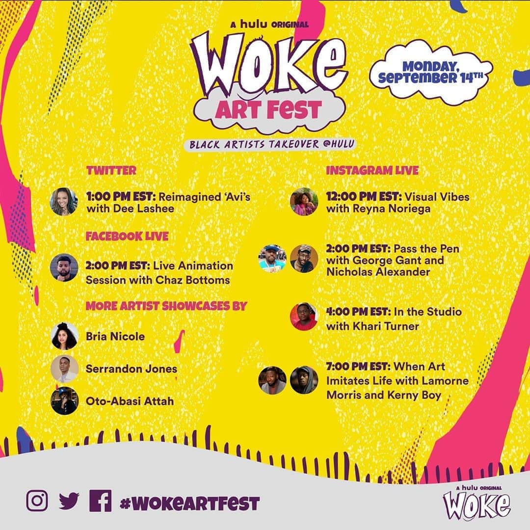 Hulu Home of Emmy-winningさんのインスタグラム写真 - (Hulu Home of Emmy-winningInstagram)「Yo, you binge-watch @wokehulu yet? 👀 . The #WokeArtFest, an all-day celebration of rising Black visual artists, kicks off today at 12PM EST. Use #WokeArtFest to join the conversation on Instagram, Facebook, and Twitter. #WokeonHulu」9月14日 23時19分 - hulu