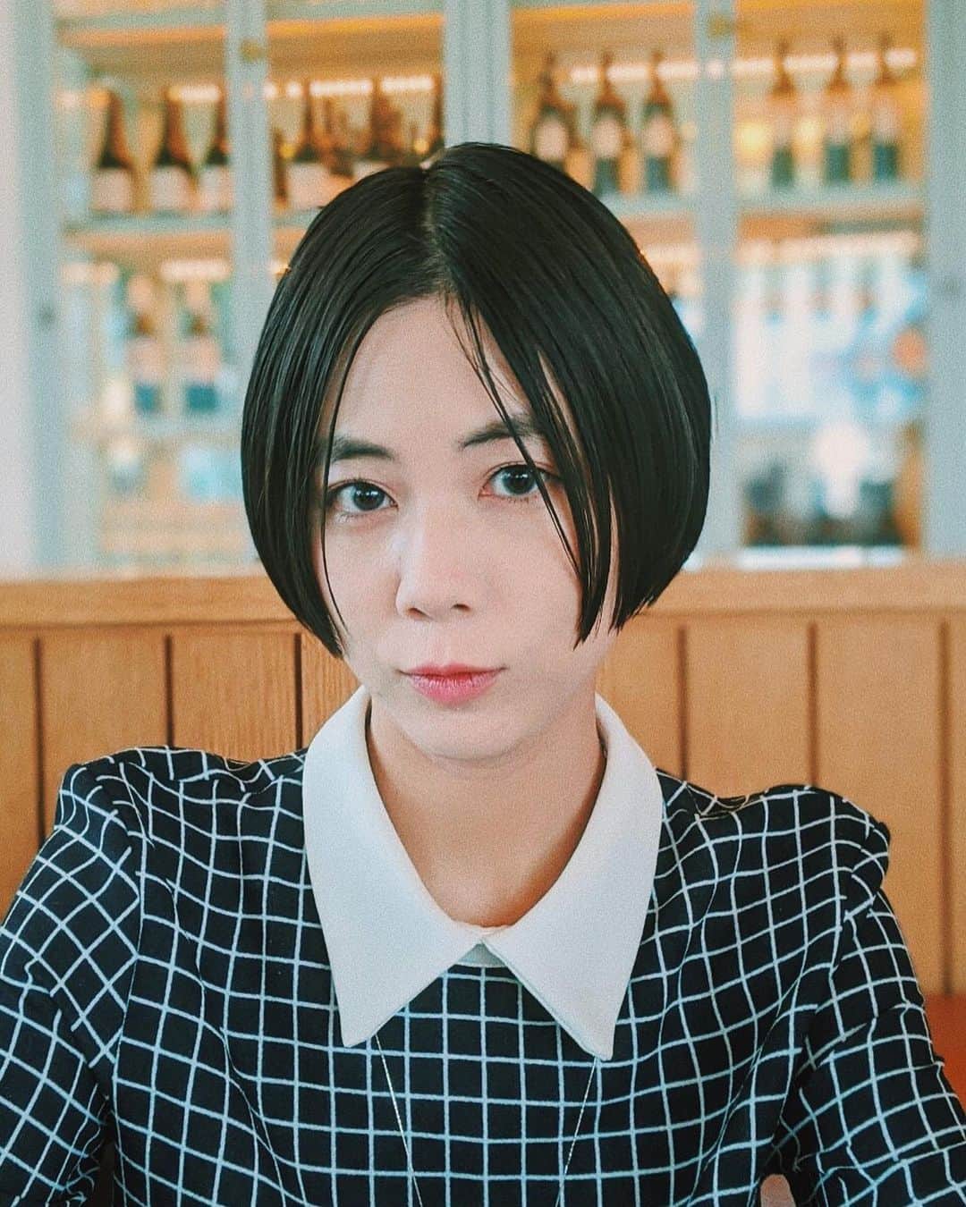 木村仁美のインスタグラム：「美味しいパンケーキを食べた日🥞🧊 上機嫌なchami ☺️❁  (前髪が少し気になるけどご愛嬌という事で！)」