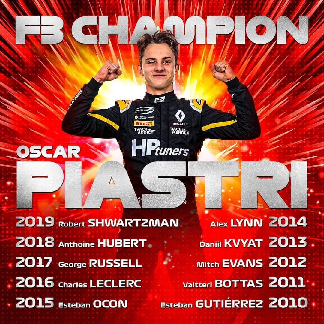 F1さんのインスタグラム写真 - (F1Instagram)「A new F3 champion was crowned at the weekend - congratulations to Oscar Piastri! 🏆 .  He joins an illustrious list of past champions 🤩 .  #F3 #Formula3 #RoadToF1 #Mugello #OscarPiastri #PremaRacing @oscarpiastri @prema_team」9月14日 23時52分 - f1