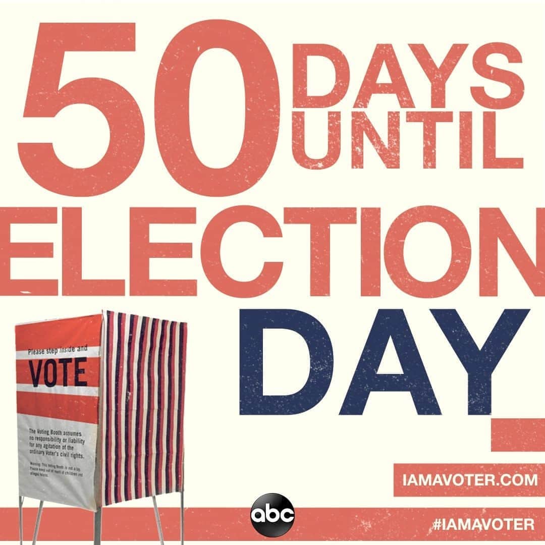 アメリカン・ブロードキャスティング・カンパニーのインスタグラム：「Today marks 50 days until #ElectionDay! Check your voter registration and plan to vote early to let your voices be heard! #iamavoter」