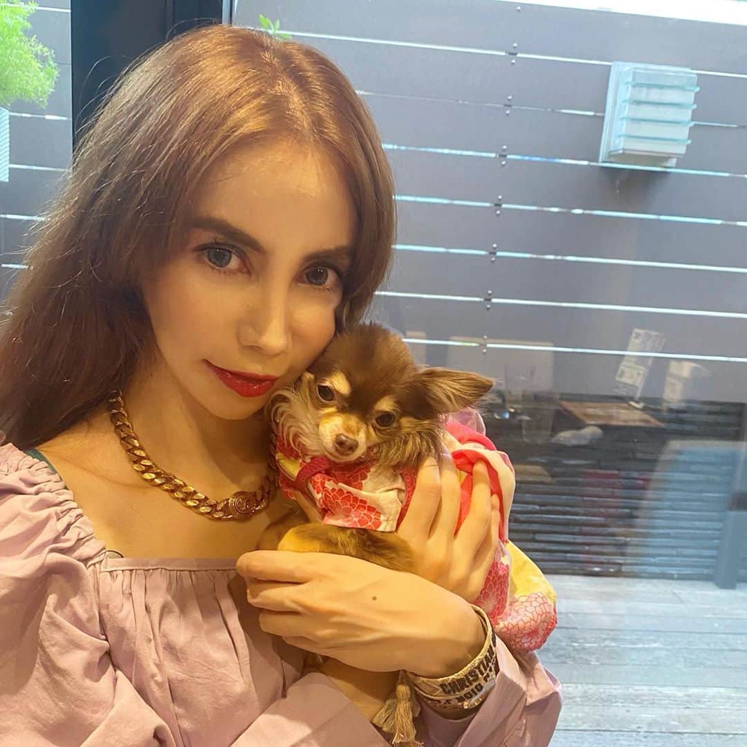 のインスタグラム：「I had lunch with my dogs at the cafe🐶☕️✨✨  #fashion#fashiongram #fashionista #fashionstyle #fashionblogger #fashionstyle #ootd #ootdfashion #chihuahua #dogstagram #dog#outfit #outfits #storets #versace #dior #ファッション#ファッションコーデ #コーデ#コーディネート #ヴェルサーチ #ディオール #チワワ」